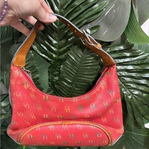 Dooney & Bourke Red and Tan Shoulder Bag